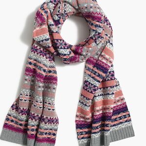 J. Crew Multicolor Knit Scarf - Gray, Pink, and Purple